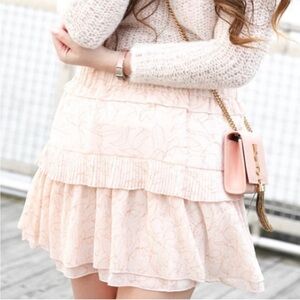 See By Chloe Pink Tiered Skater Mini Skirt